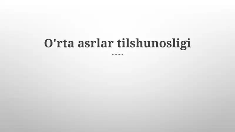 O'rta asrlar tilshunosligi