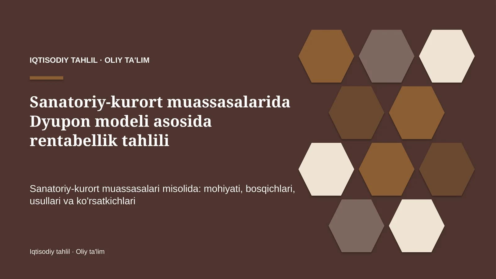 sanatoriy kurort muassasalarida dyupon modeli asosida rentabellik tahlili 2945