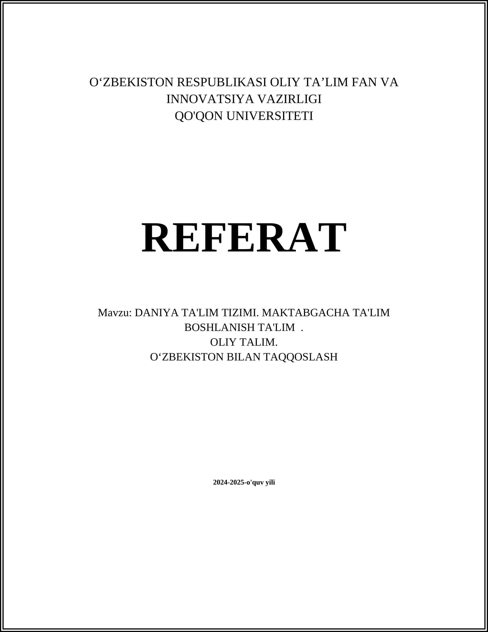 DANIYA TA'LIM TIZIMI