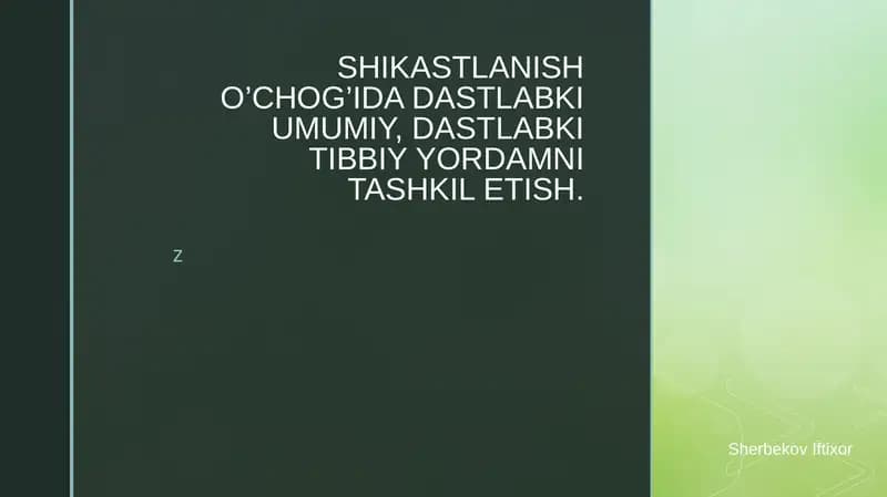 Birinchi Tibbiy Yo'rdamni Ko'rsatish
