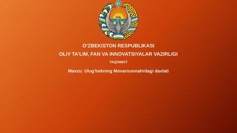 Ulug'bekning Movarounnahrdagi davlati