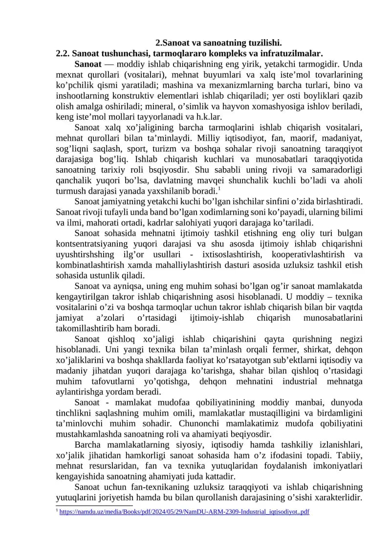 Sanoat va sanoatning tuzilishi