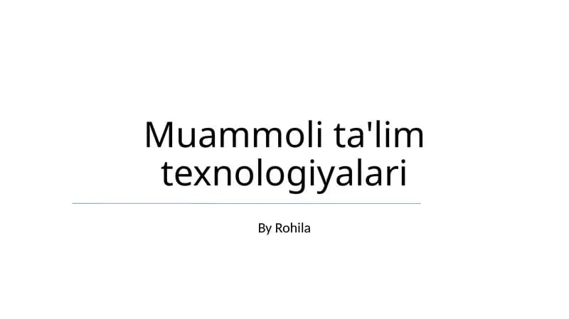 Muammoli ta'lim texnologiyalari