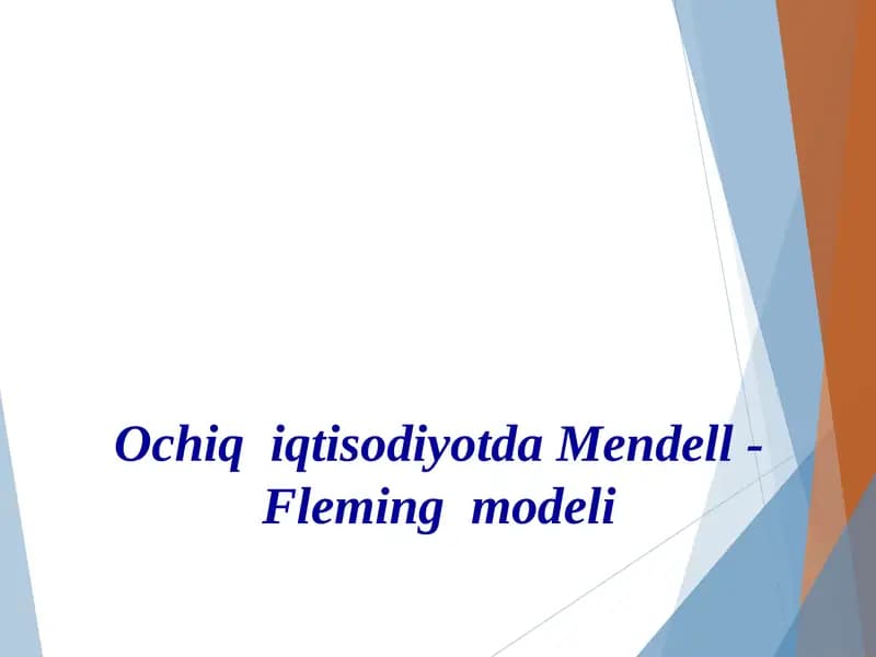 Ochiq  iqtisodiyotda Mendell - Fleming  modeli