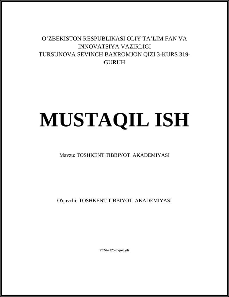 Toshkent Tibbiyot Akademiyasi