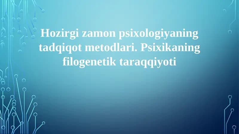 Zamonaviy Psixologiya