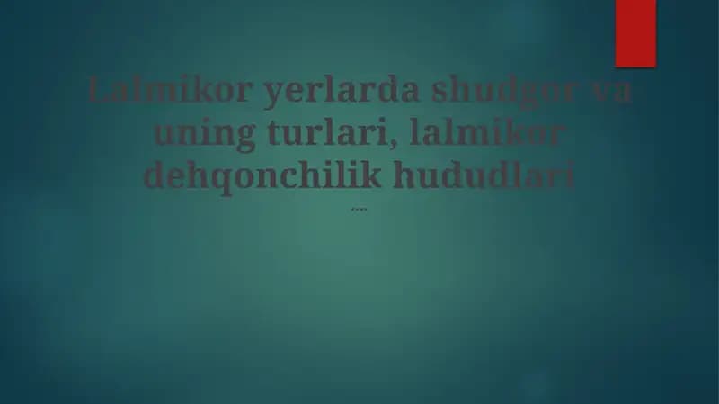 Sug'orish tizimlarining taqqoslash tahlili