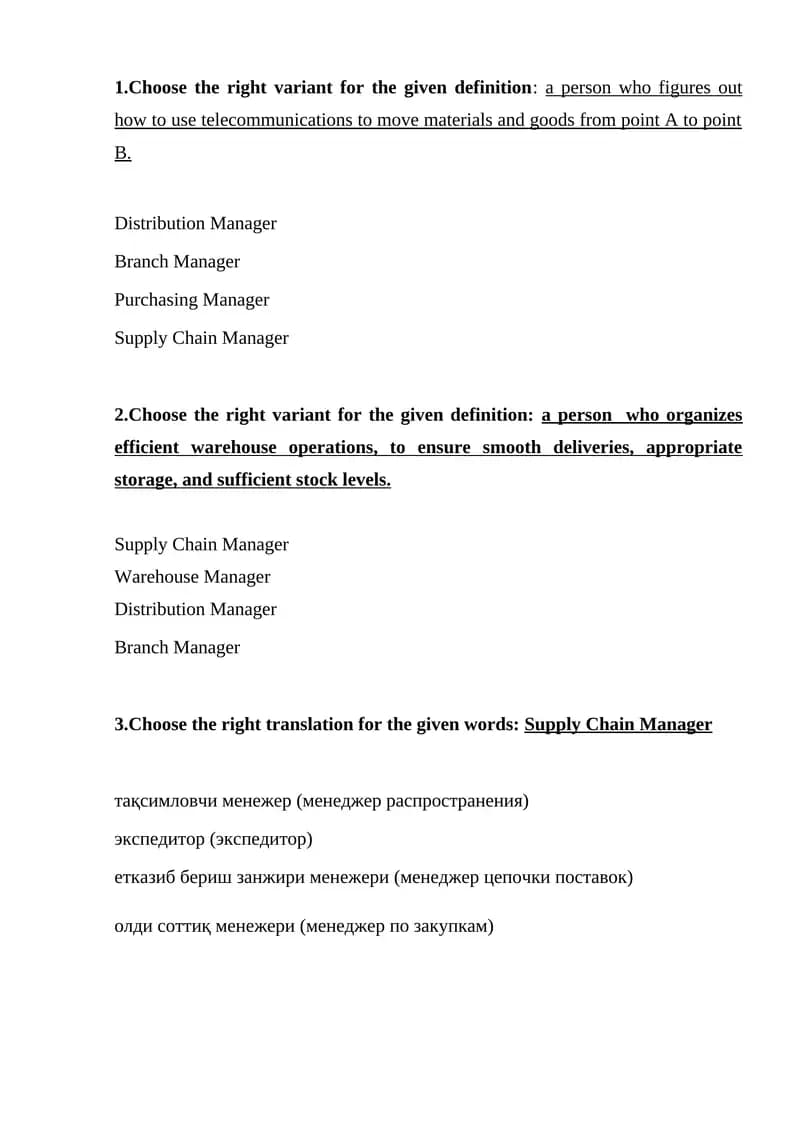 Supply Chain Manager