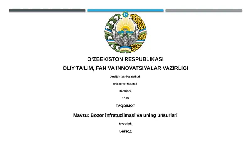 Bozor infratuzilmasi va uning unsurlari