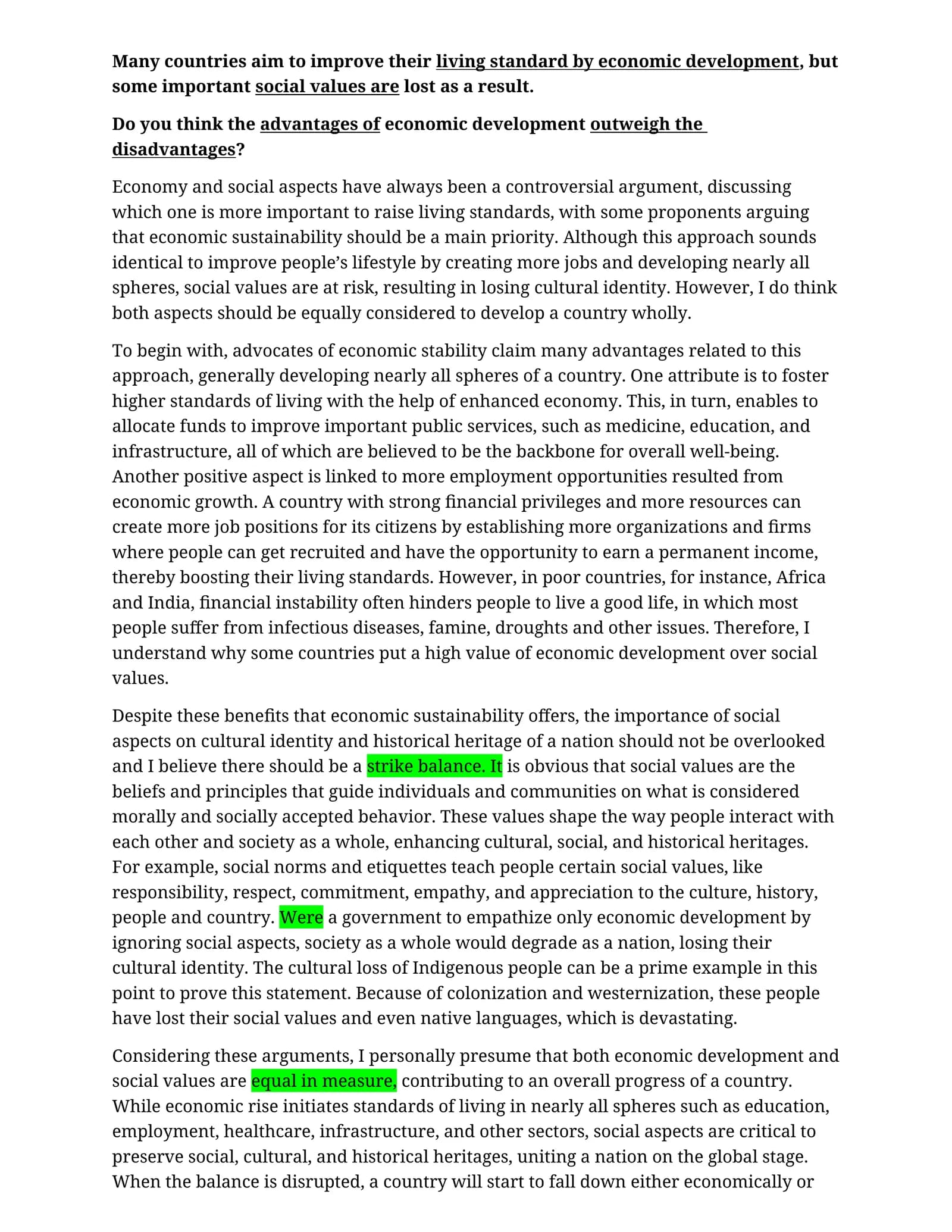 Economy and Social Aspects
