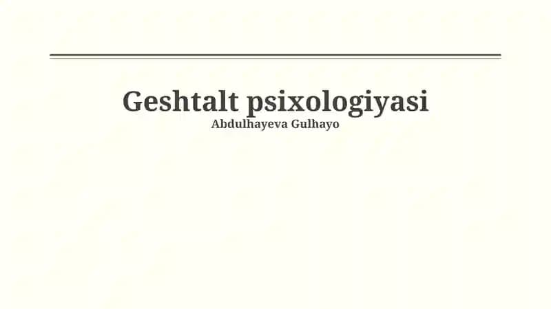 Gestalt psixologiyasi
