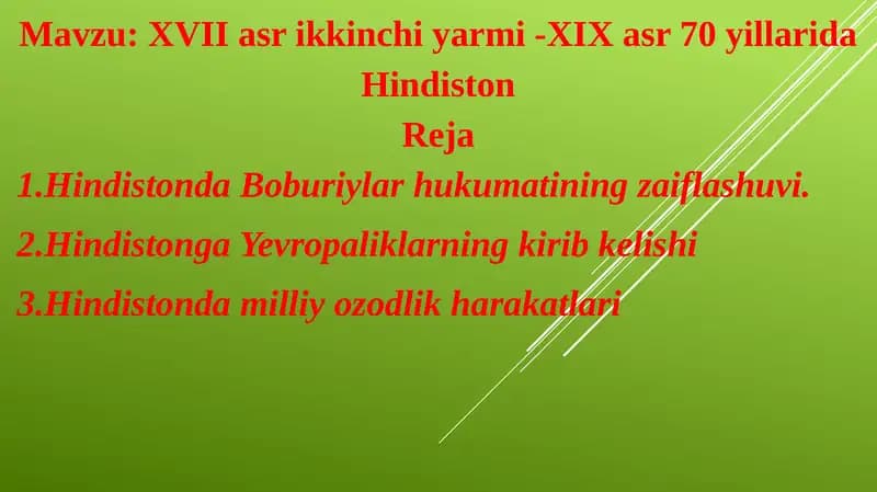 XVII-XIX asrlarda Hindiston