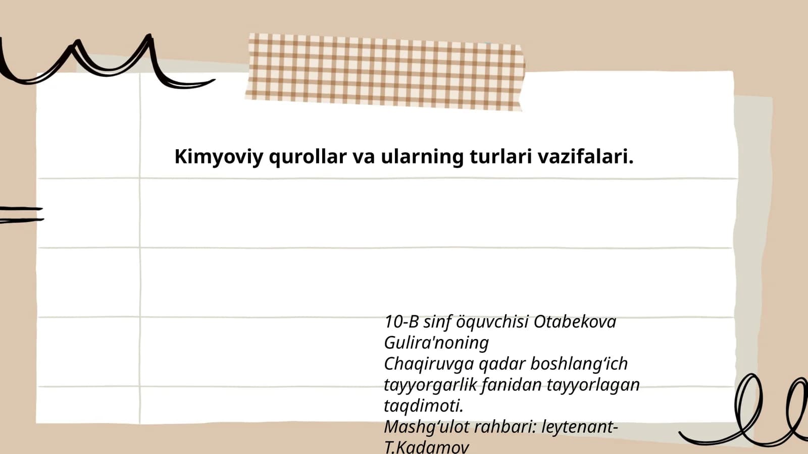 Kimyoviy qurollar va ularning turlari vazifalari
