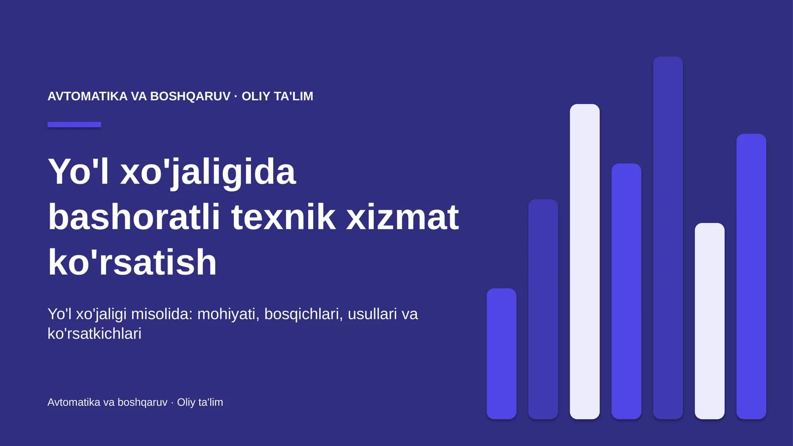 Yo'l xo'jaligida bashoratli texnik xizmat ko'rsatish