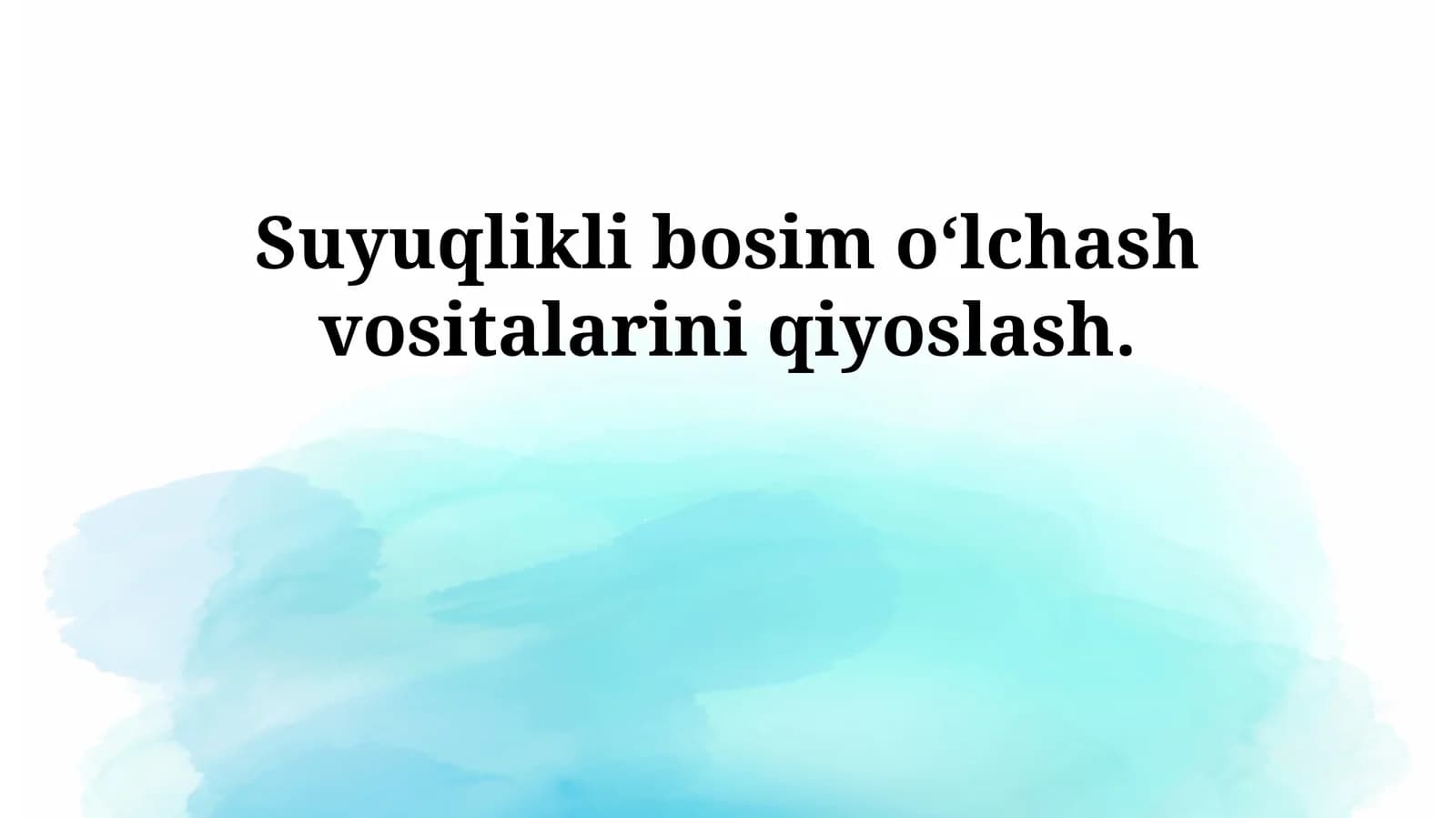 Suyuqlikli bosim o‘lchash vositalarini qiyoslash