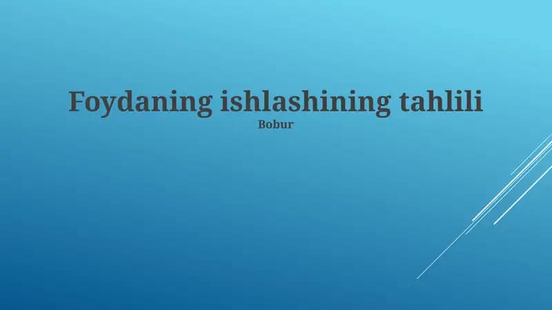 Foydaning ishlashining tahlili
