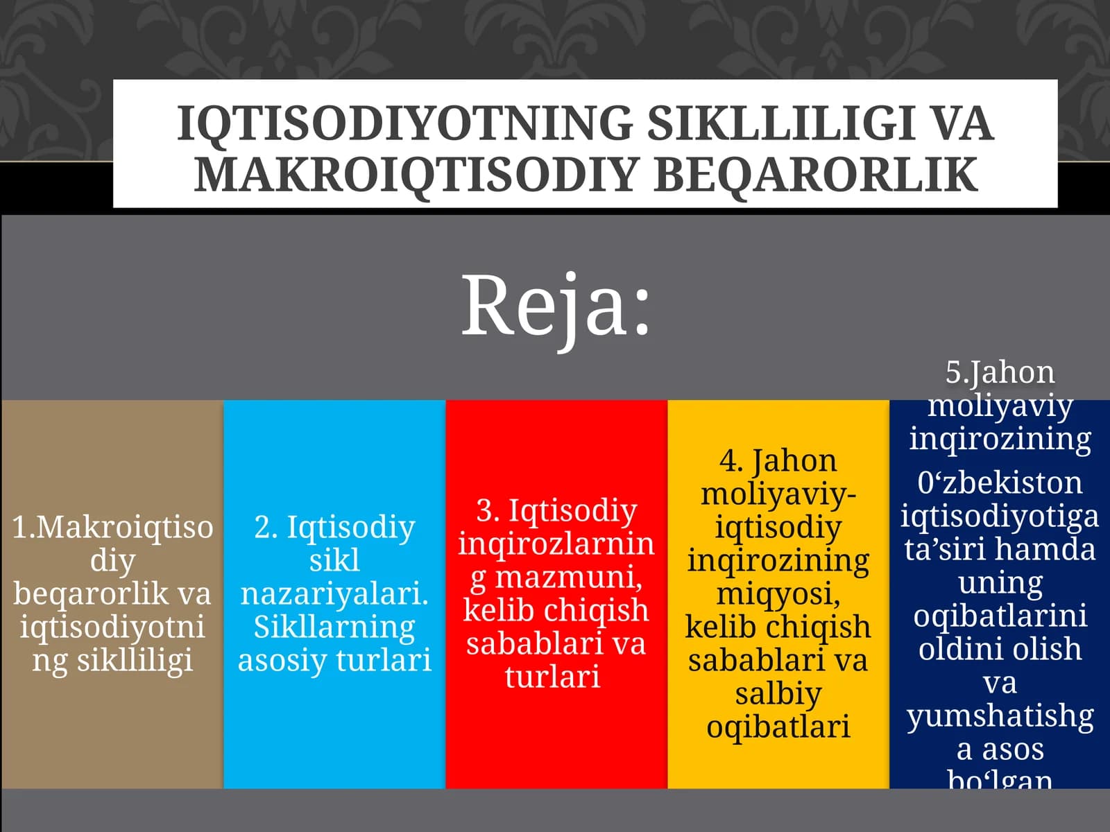 IQTISODIYOTNING SIKLLILIGI VA MAKROIQ­TISODIY BEQARORLIK