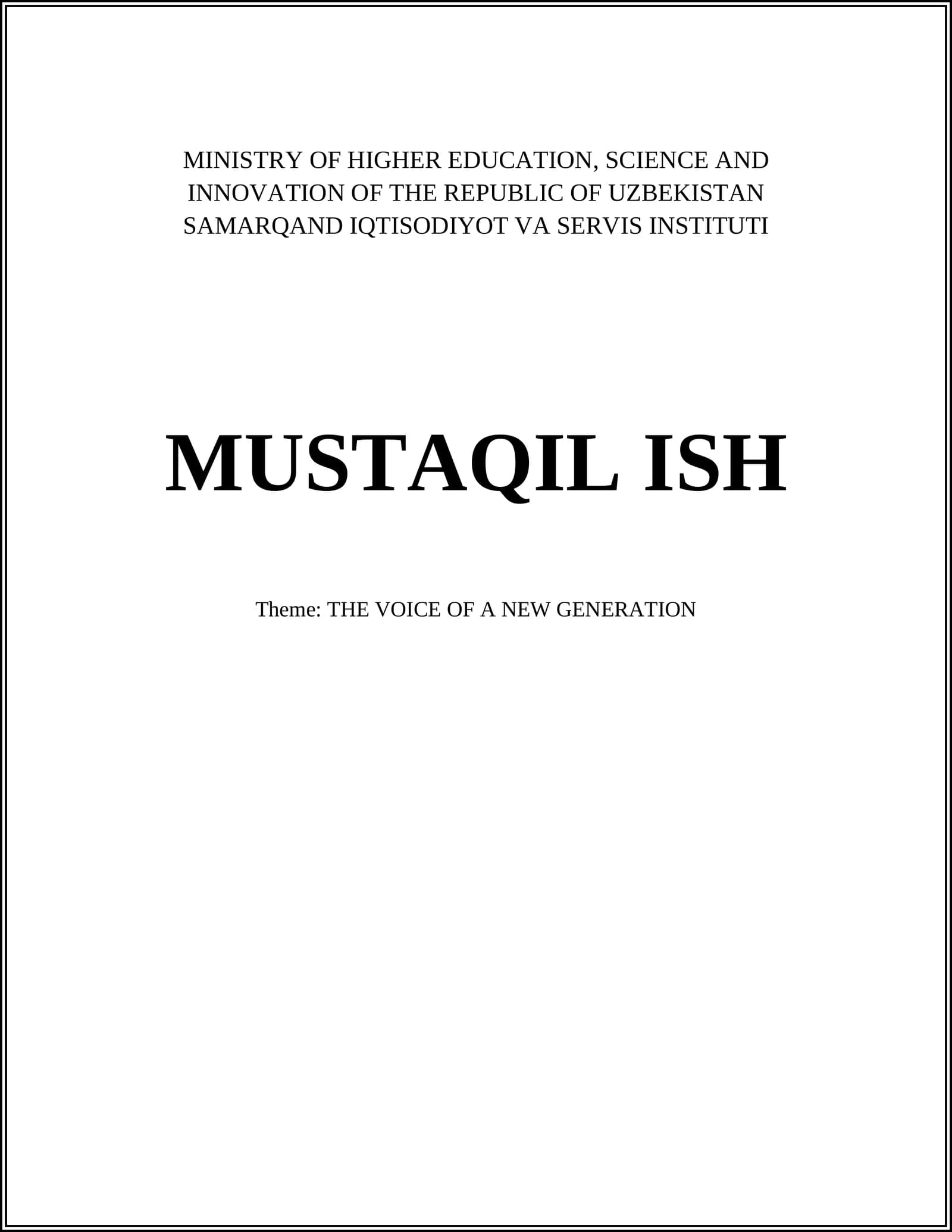 MUSTAQIL ISH: THE VOICE OF A NEW GENERATION