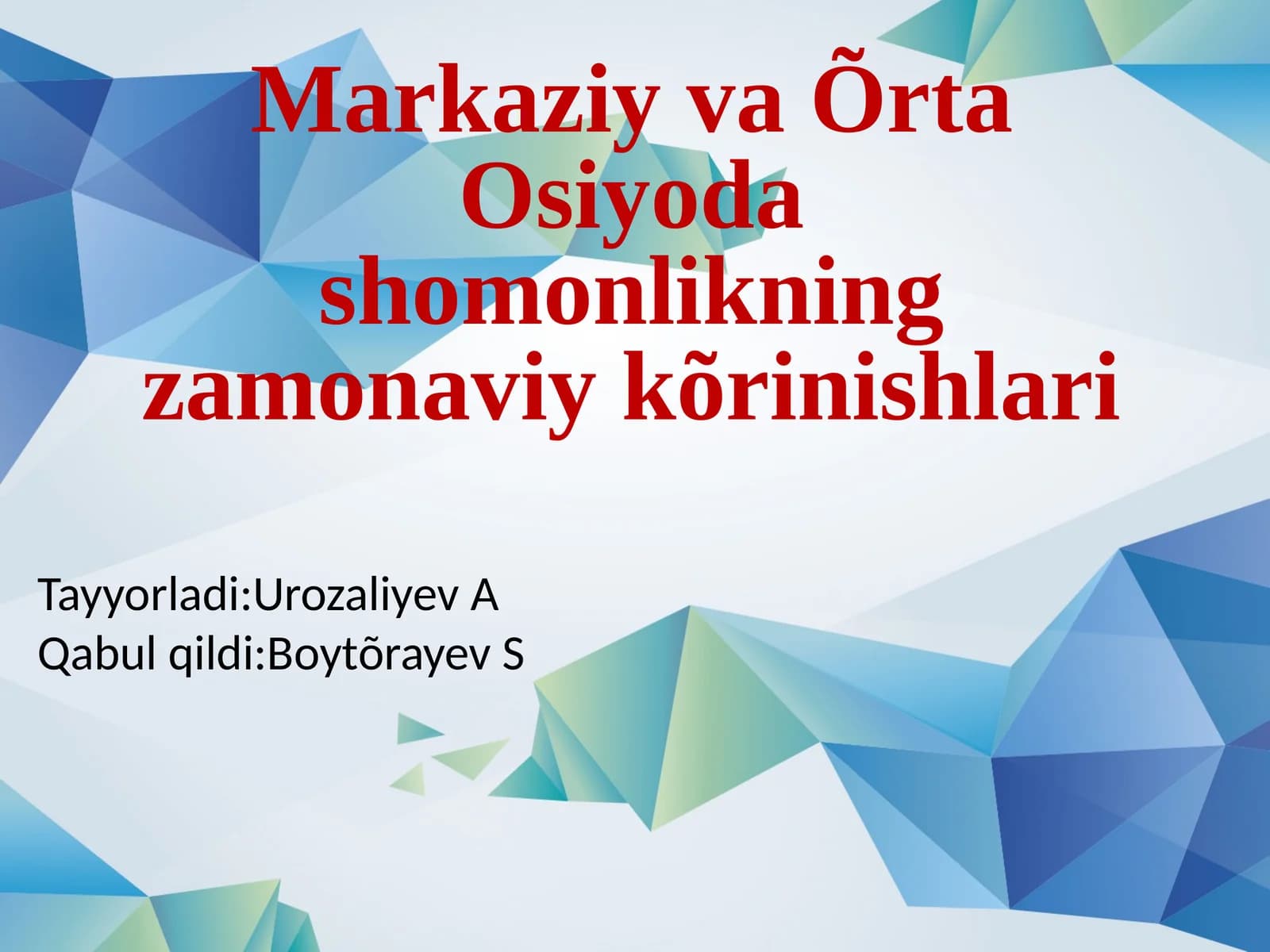 Markaziy va O'rta Osiyo'da shomonlikning zamonaviy ko'rinishlari