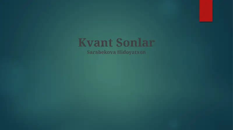 Kvant Sonlar