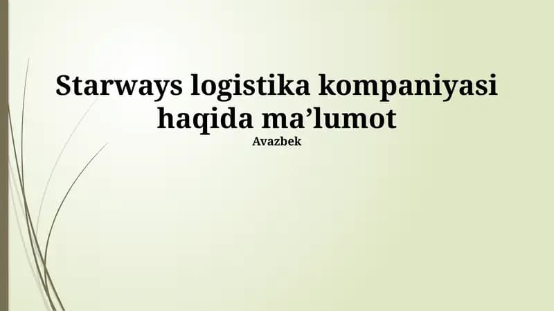Starways Logistika Kompaniyasi