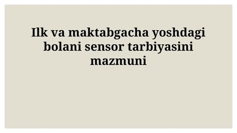 Sezgi Tarbiyasi