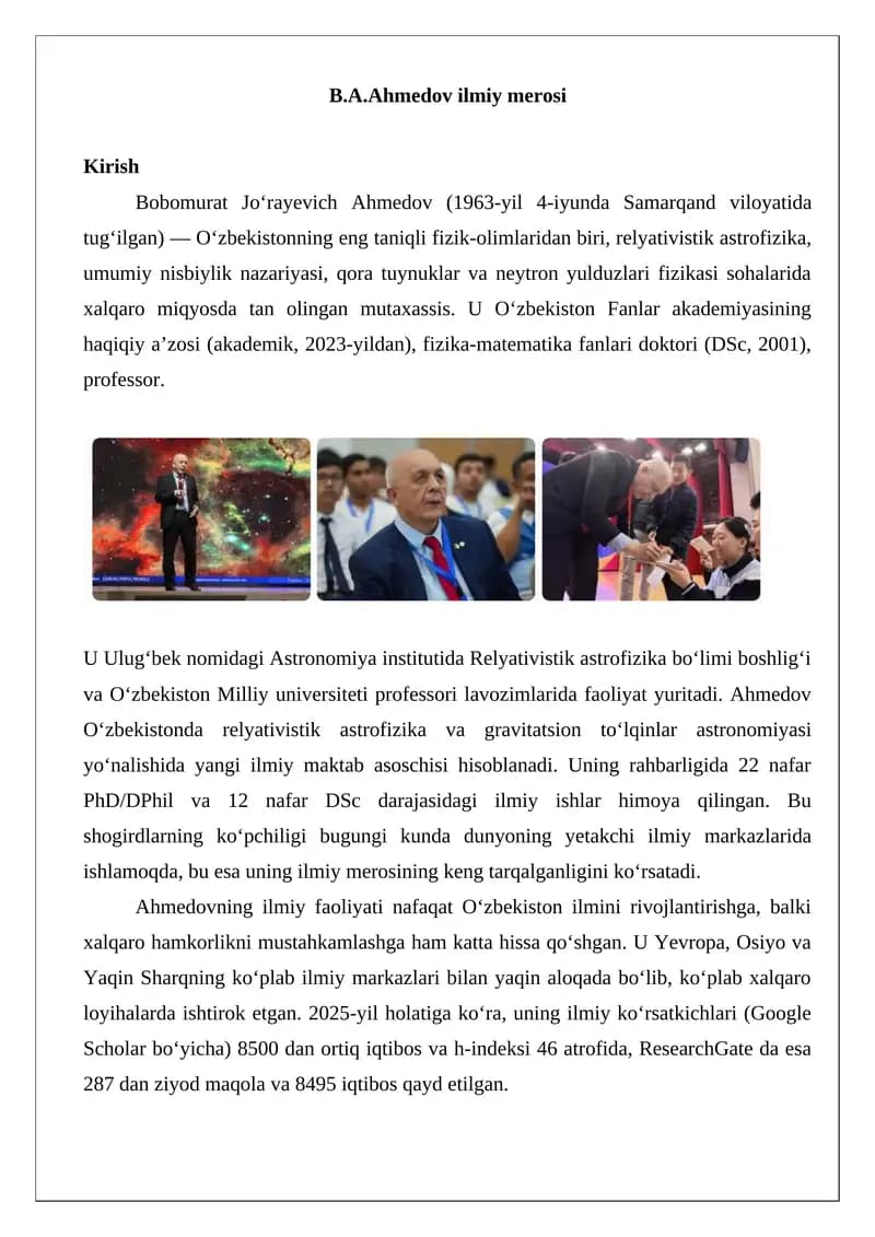 B.А.Аhmеdоv ilmiy mеrоsi