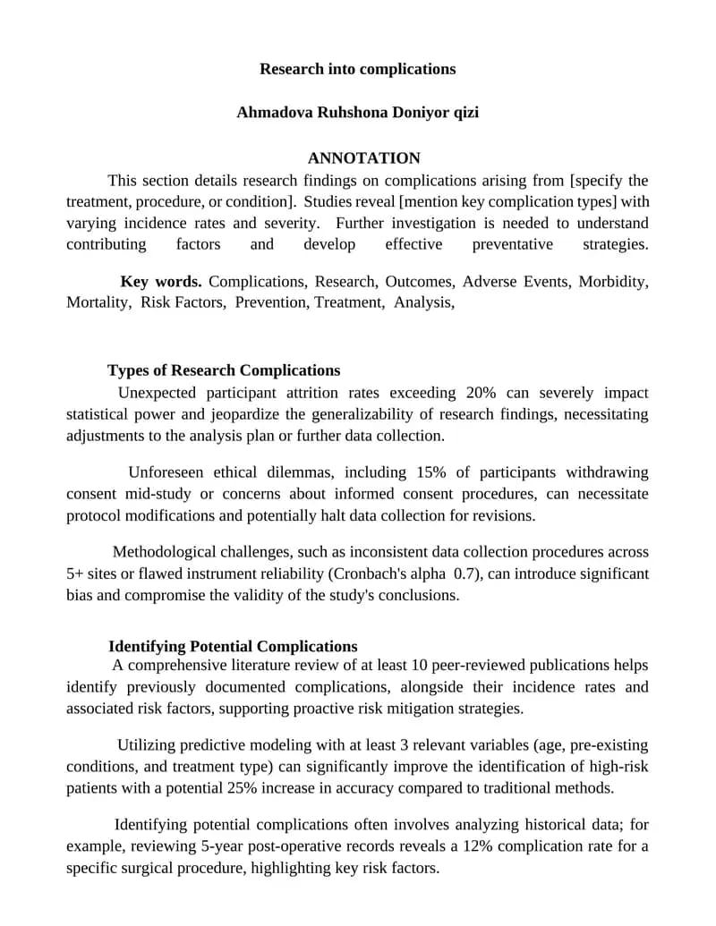 Research into complications