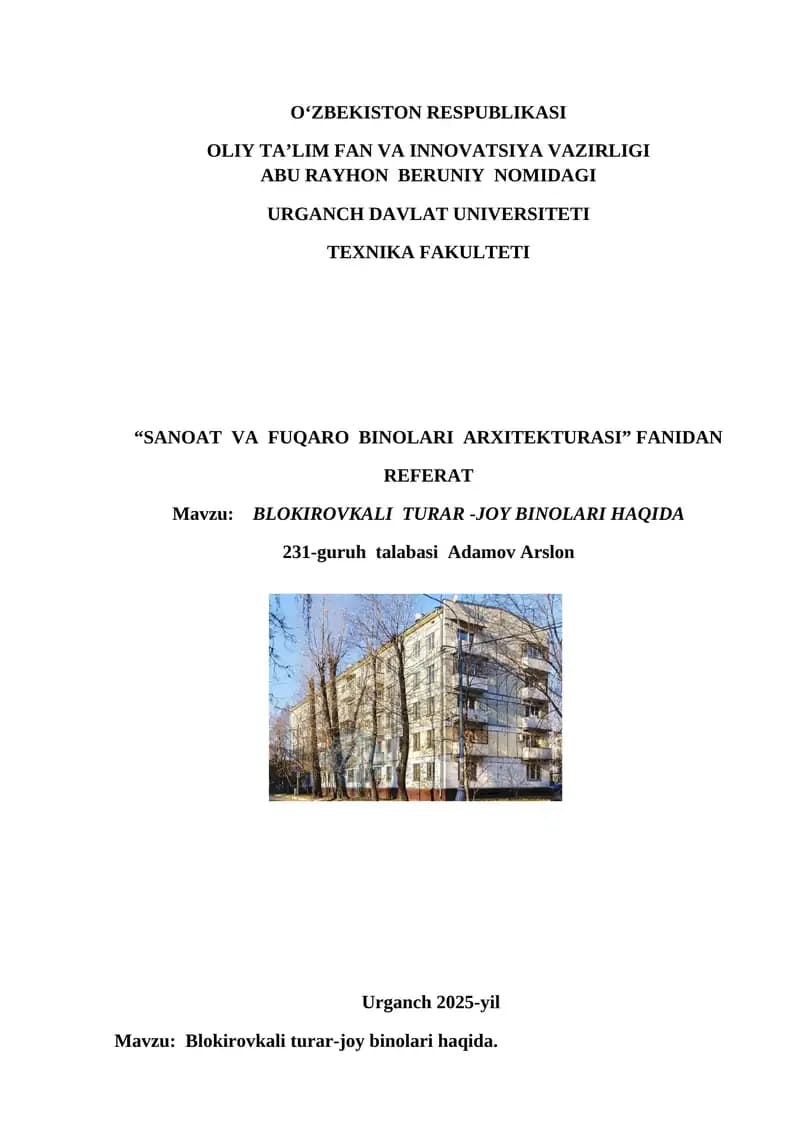 Blokirovkali Turar-joy Binolari Haqida