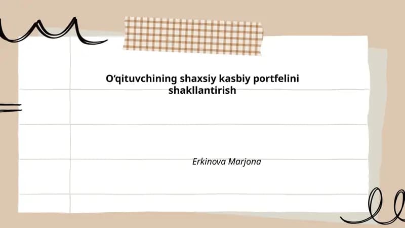 O‘qituvchining shaxsiy kasbiy portfelini shakllantirish