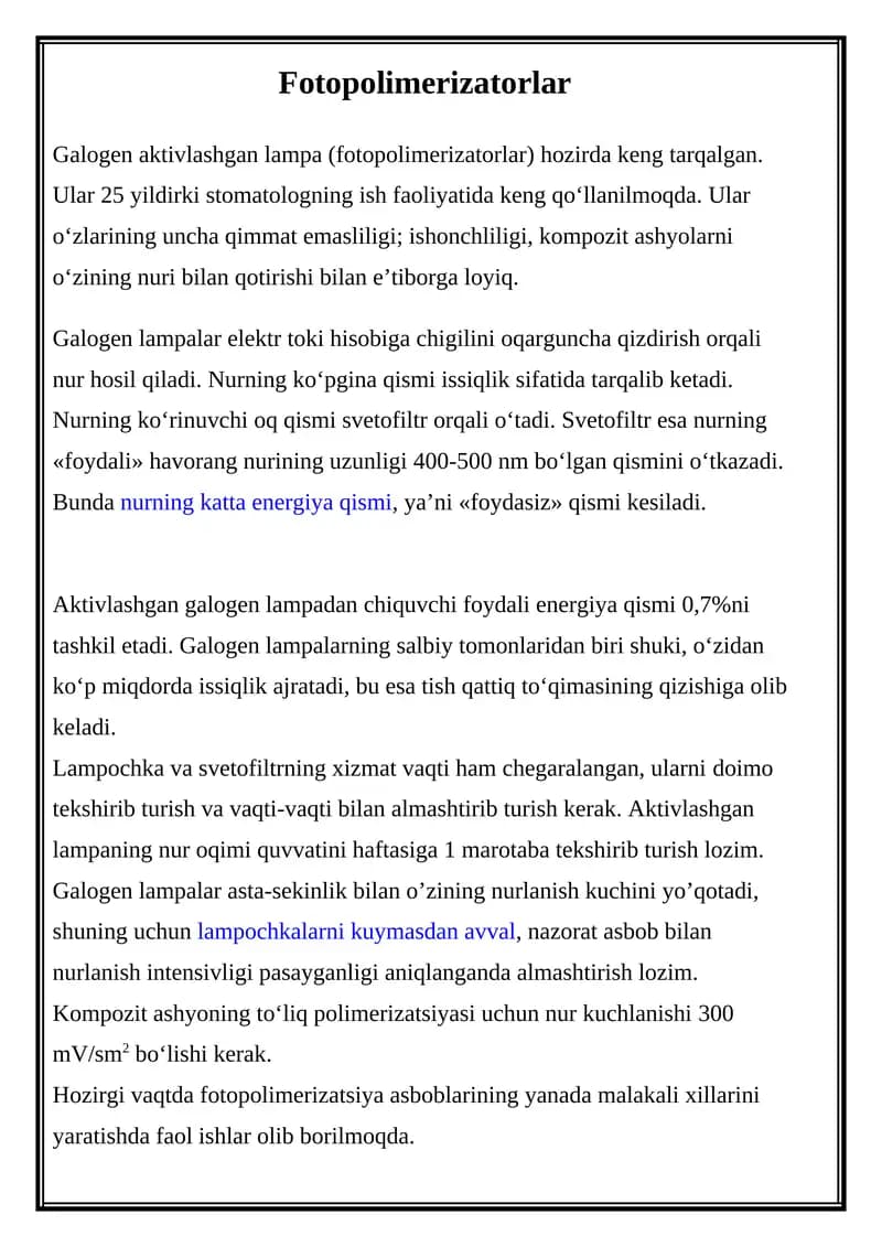 Fotopolimerizatorlar