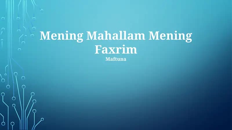 Pride in Residency, Mening Mahallam Mening Faxrim