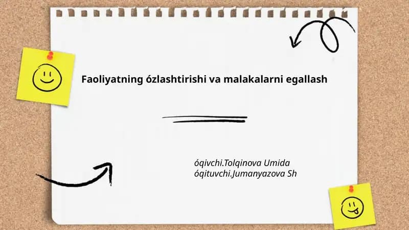 Faoliyatning ózlashtirishi va malakalarni egallash