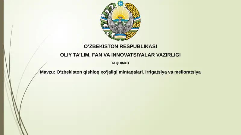 O'zbekistоn qishloq xo'jaligi mintaqalari