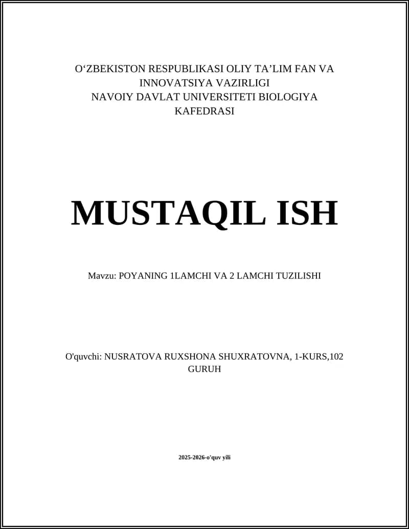 POYANING 1LAMCHI VA 2 LAMCHI TUZILISHI