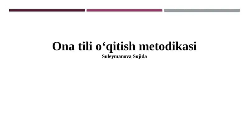 Ona tili oʻqitish metodikasi