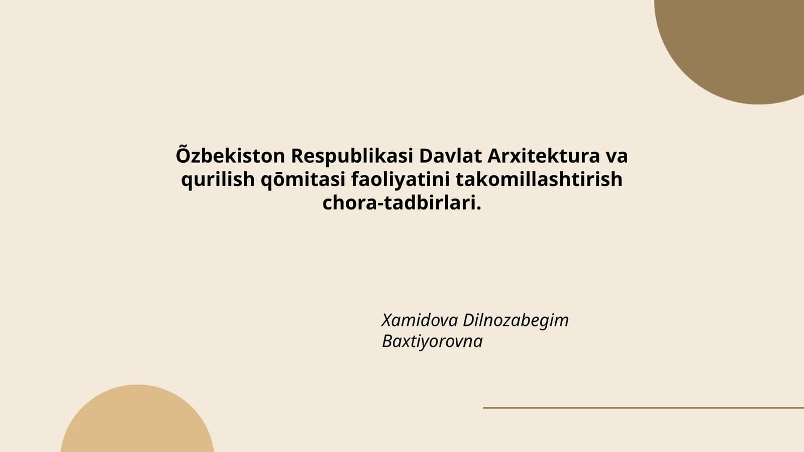 Õzbekiston Respublikasi Davlat Arxitektura va qurilish qōmitasi faoliyatini takomillashtirish chora-tadbirlari