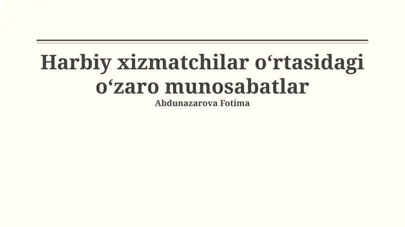 Harbiy xizmatchilar munosabatlari
