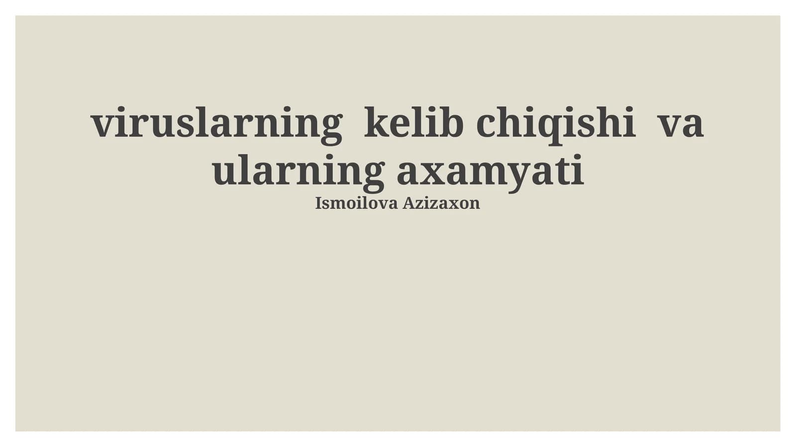 Viruslarning Kelib Chiqishi