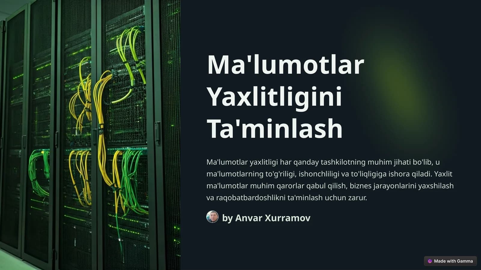 Ma'lumotlar Yaxlitligini Ta'minlash