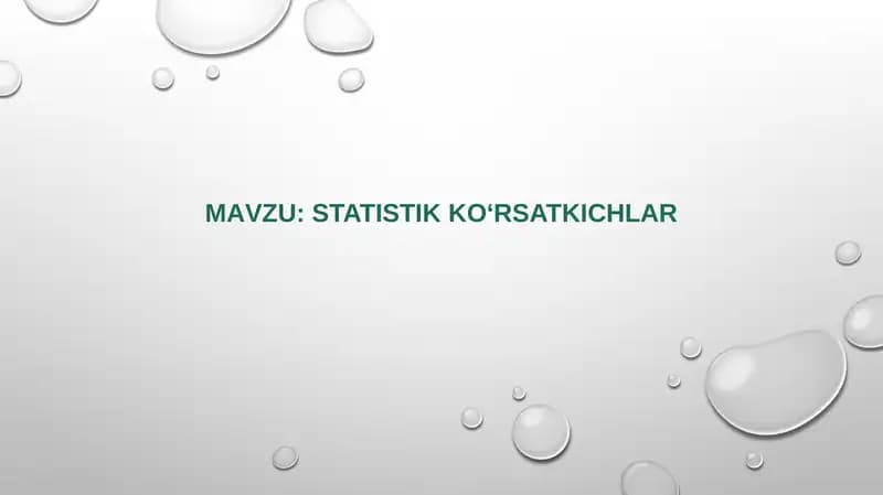 Statistik ko’rsatkichlar
