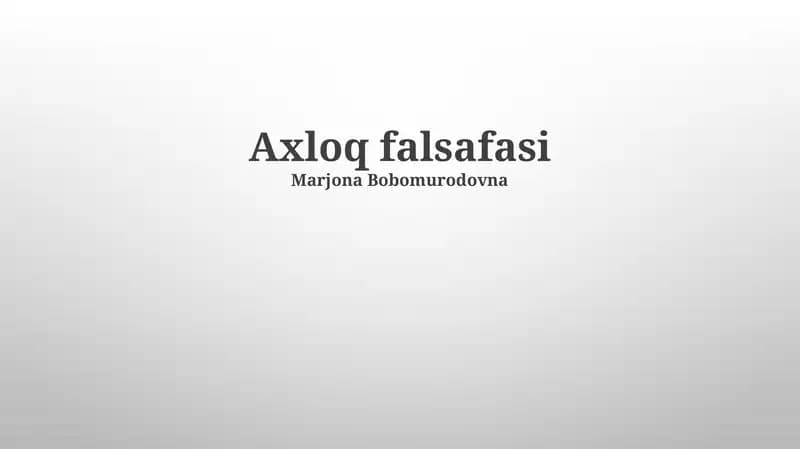 Axloq falsafasi