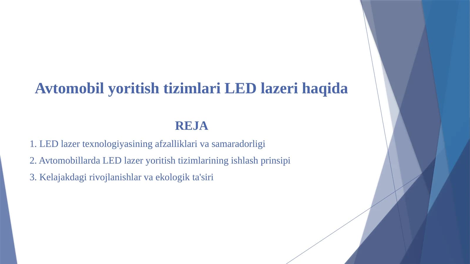 Avtomobil yoritish tizimlari LED lazeri haqida