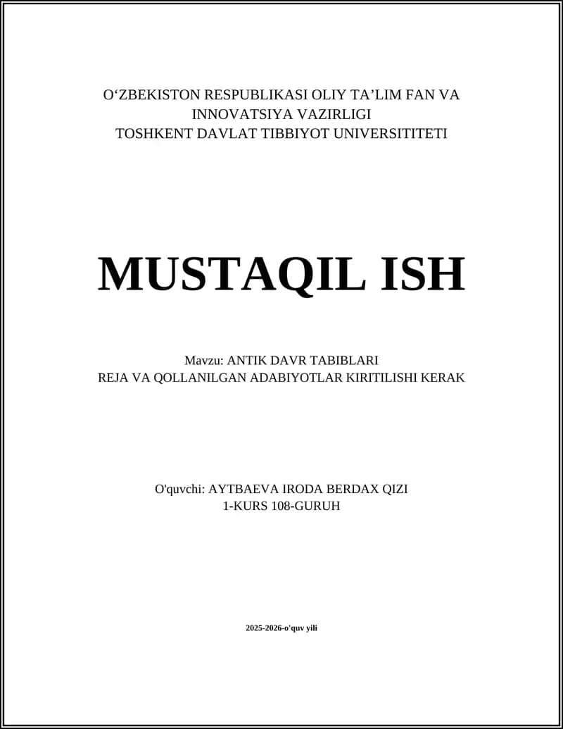 ANTIK DAVR TABIBLARI