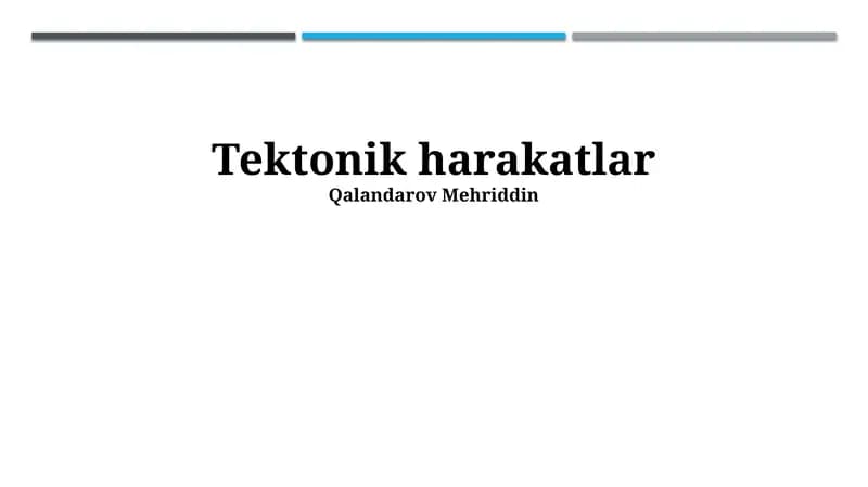 Tektonik Harakatlar