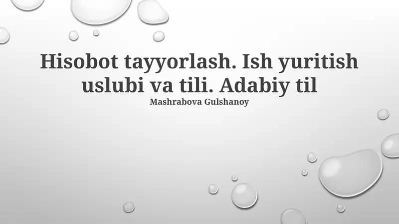 Hisobot tayyorlash