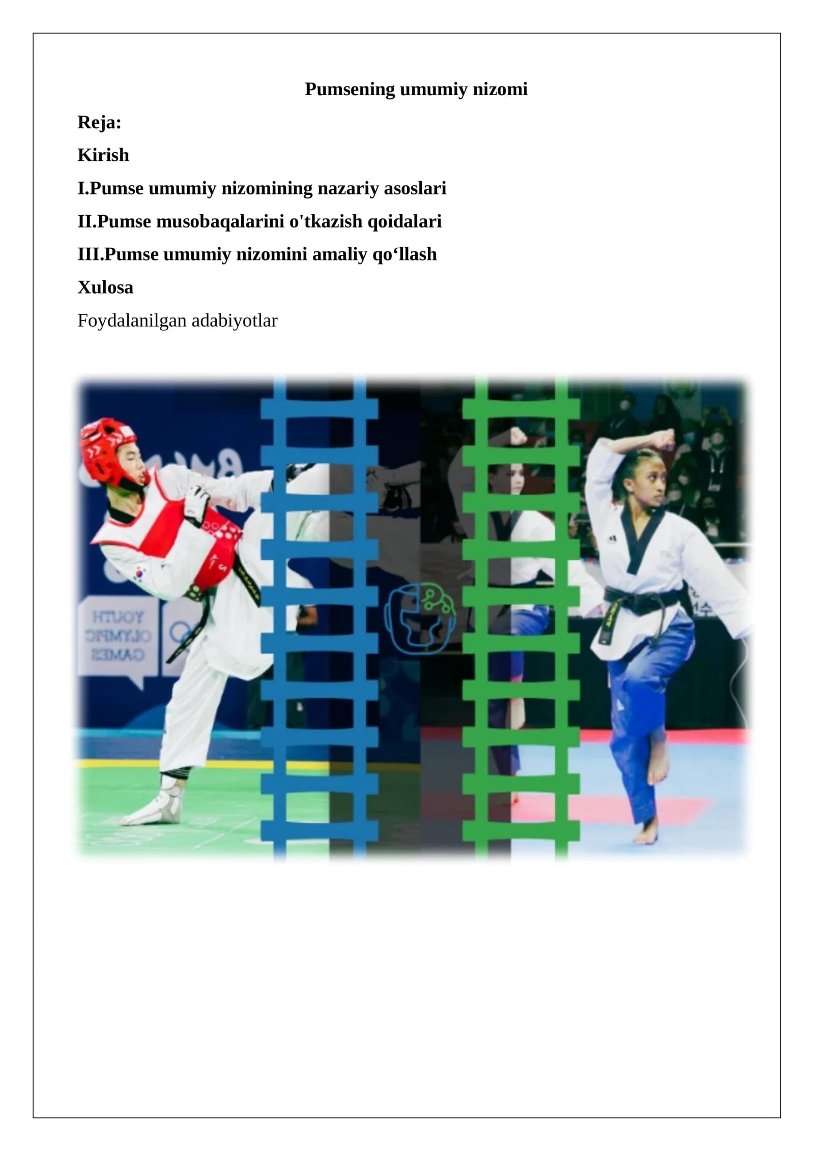 Pumsening umumiy nizomi taekvondo