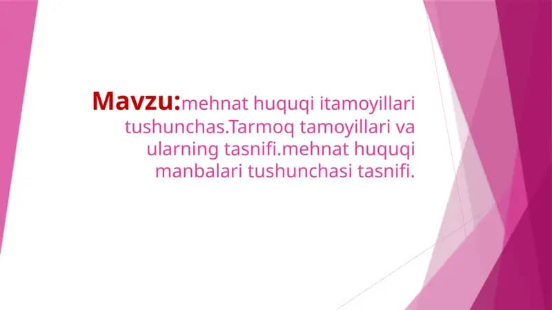 Zamonaviy mehnat qonunchiligi