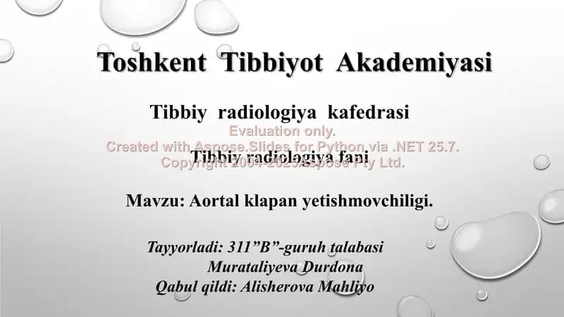 Aortal klapan yetishmovchiligi
