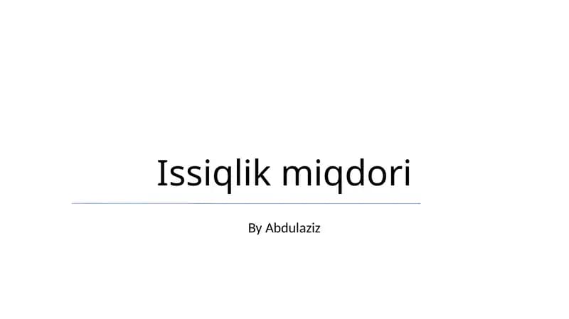 Issiqlik miqdori